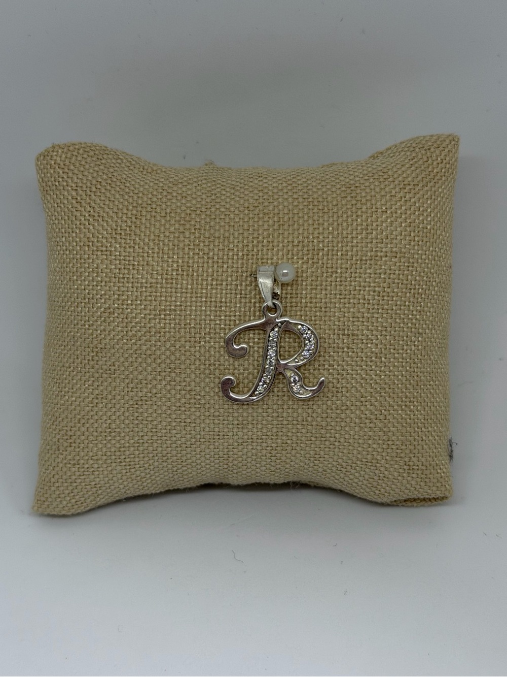 925 Sterling Silver CZ “R” Initial Pendant ✨